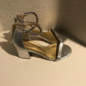 Mark Badgley And James Mischka Silver Block Heels